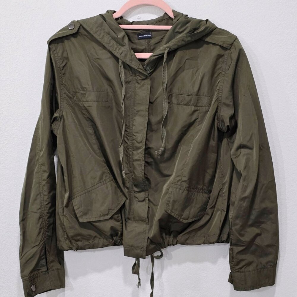 Brandy Melville ✦ Olive Hooded Utility Jacket ✦ Lightweight Drawstring Layer S/M - Picture 2 of 13